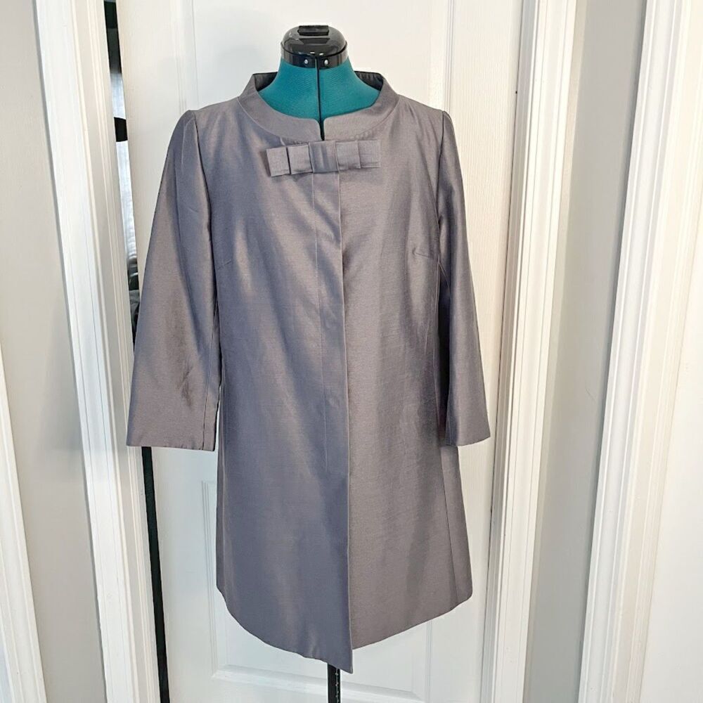 Banana Republic NWT Silk Lined Button Bow 3/4 Sleeve Pocket Overcoat Jacket Coat